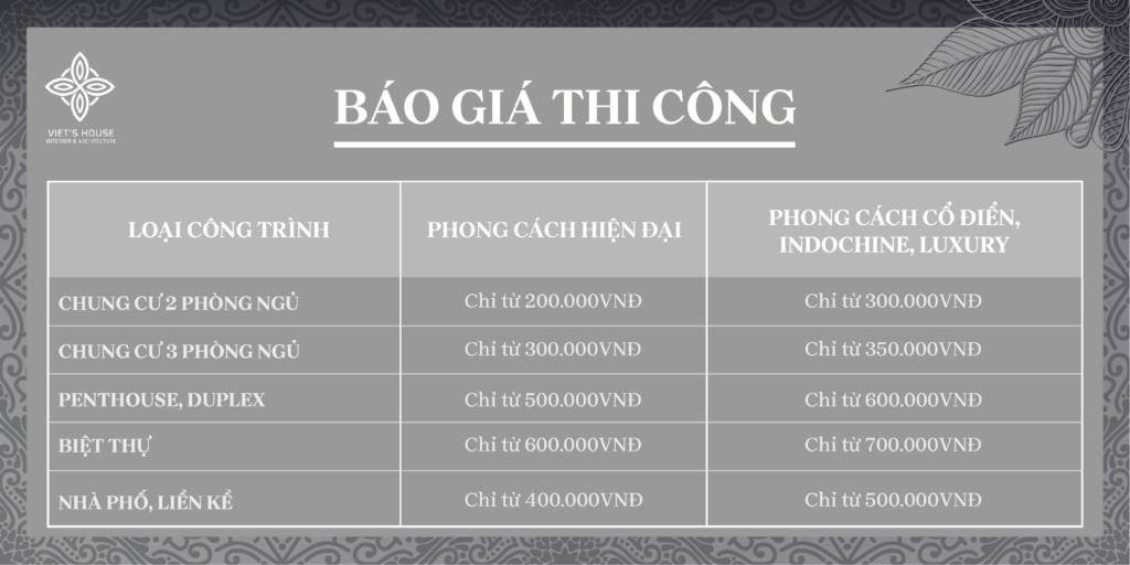 [Báo giá] Dịch vụ thiết kế thi công nội thất biệt thự trọn gói